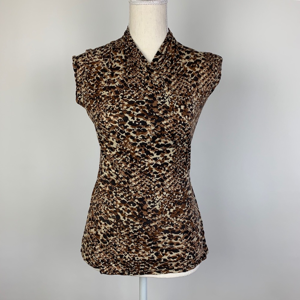 Lauren Ralph Lauren Top XS Animal Print Cap Sleeve